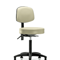 Vinyl Stool with Back - Medium Bench Height with Stationary Glides in Adobe White Trailblazer Vinyl - VMBST-RG-T0-NF-RG-8501