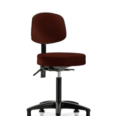 Vinyl Stool with Back - Medium Bench Height with Stationary Glides in Burgundy Trailblazer Vinyl - VMBST-RG-T0-NF-RG-8569