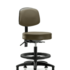 Vinyl Stool with Back - Medium Bench Height with Seat Tilt, Black Foot Ring, & Stationary Glides in Marine Blue Supernova Vinyl - VMBST-RG-T1-BF-RG-8809