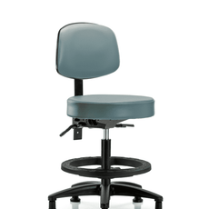 Vinyl Stool with Back - Medium Bench Height with Seat Tilt, Black Foot Ring, & Stationary Glides in Storm Supernova Vinyl - VMBST-RG-T1-BF-RG-8822