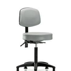 Vinyl Stool with Back - Medium Bench Height with Seat Tilt & Stationary Glides in Dove Trailblazer Vinyl - VMBST-RG-T1-NF-RG-8567