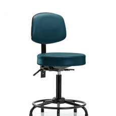 Vinyl Stool with Back - Medium Bench Height with Round Tube Base & Stationary Glides in Marine Blue Supernova Vinyl - VMBST-RT-T0-RG-8801