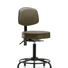 Vinyl Stool with Back - Medium Bench Height with Round Tube Base, Seat Tilt, & Stationary Glides in Marine Blue Supernova Vinyl - VMBST-RT-T1-RG-8809