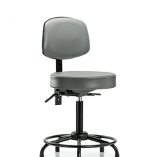 Vinyl Stool with Back - Medium Bench Height with Round Tube Base, Seat Tilt, & Stationary Glides in Sterling Supernova Vinyl - VMBST-RT-T1-RG-8840