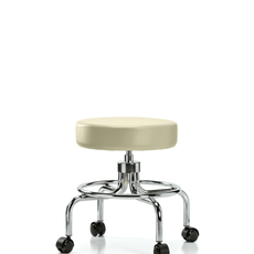 Vinyl Screw-Lift Stool - Medium Bench Height with Casters in Adobe White Trailblazer Vinyl - VSLMD-CR-RC-8501