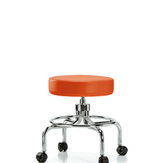 Vinyl Screw-Lift Stool - Medium Bench Height with Casters in Orange Kist Trailblazer Vinyl - VSLMD-CR-RC-8613