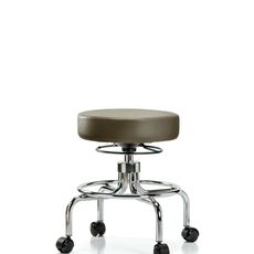 Vinyl Screw-Lift Stool - Medium Bench Height with Casters in Taupe Supernova Vinyl - VSLMD-CR-RC-8809