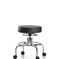 Vinyl Screw-Lift Stool - Medium Bench Height with Casters in Carbon Supernova Vinyl - VSLMD-CR-RC-8823