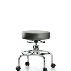 Vinyl Screw-Lift Stool - Medium Bench Height with Casters in Sterling Supernova Vinyl - VSLMD-CR-RC-8840