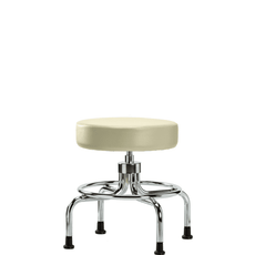 Vinyl Screw-Lift Stool - Medium Bench Height with Stationary Glides in Adobe White Trailblazer Vinyl - VSLMD-CR-RG-8501