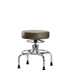Vinyl Screw-Lift Stool - Medium Bench Height with Stationary Glides in Taupe Supernova Vinyl - VSLMD-CR-RG-8809