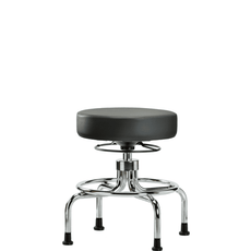 Vinyl Screw-Lift Stool - Medium Bench Height with Stationary Glides in Carbon Supernova Vinyl - VSLMD-CR-RG-8823