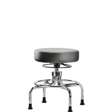 Vinyl Screw-Lift Stool - Medium Bench Height with Stationary Glides in Sterling Supernova Vinyl - VSLMD-CR-RG-8840