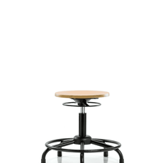 Wood Stool - Desk Height with Round Tube Base & Stationary Glides - WDHSO-RT-RG