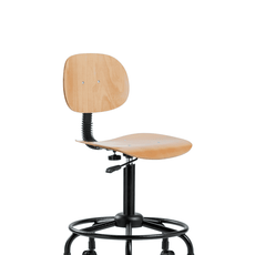 Wood Chair - Medium Bench Height with Round Tube Base & Casters - WMBCH-RT-RC