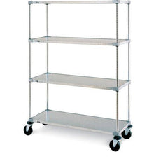 Metro F536EG Super Erecta 4-Shelf Industrial Solid Shelving Stem Caster Cart, Galvanized, 24" x 36" x 67.875"