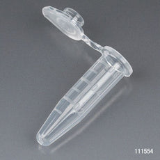 Microcentrifuge Tube, 0.5mL, PP, Attached Snap Cap, Graduated, Natural, Certified: Rnase, Dnase and Pyrogen Free, 500/Stand Up Zipper Closure Bag-111554