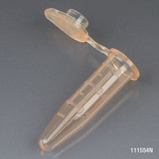 Microcentrifuge Tube, 0.5mL, PP, Attached Snap Cap, Graduated, Orange, Certified: Rnase, Dnase and Pyrogen Free, 500/Stand Up Zipper Closure Bag-111554N