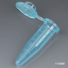 Microcentrifuge Tube, 1.5mL, PP, Attached Snap Cap, Graduated, Blue, Certified: Rnase, Dnase and Pyrogen Free, 500/Stand Up Zipper Closure Bag-111564B