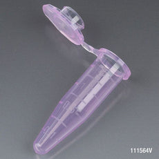 Microcentrifuge Tube, 1.5mL, PP, Attached Snap Cap, Graduated, Violet, Certified: Rnase, Dnase and Pyrogen Free, 500/Stand Up Zipper Closure Bag-111564V