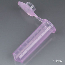 Microcentrifuge Tube, 2.0mL, PP, Attached Snap Cap, Graduated, Violet, Certified: Rnase, Dnase and Pyrogen Free, 500/Stand Up Zipper Closure Bag-111574V