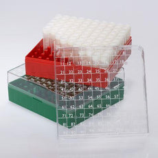 BioBOX 100, for 1.0mL and 2.0mL Internal Threaded CryoCLEAR vials, Polycarbonate (PC), Holds 100 vials (10x10 format), Printed Lid, Pack Includes a CryoClear Tube Picker, WHITE-3050W
