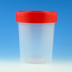 Specimen Container, 4oz, with Separate 1/4-Turn Red Screwcap, Non-Sterile, PP, Graduated, Bulk-5915