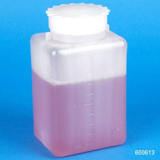Bottle with Screwcap, Wide Mouth, Square, Graduated, PE (Cap: PP), 1000mL, 20/Bag, 4 Bags/Unit-600613B