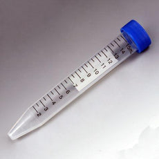 Centrifuge Tube, 15mL, Attached Blue Flat Top Screw Cap, PP, Printed Graduations, STERILE, 50/Rack, 10 Racks/Unit-6286