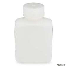 Bottle, Rectangular, HDPE Bottle, 38mm PP Screw Cap, 250mL (8oz), 12/Pack-7100250