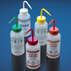Wash bottle, Acetone, 500mL, LDPE,multi-lingual,vented,red, GHS Labeled-WGW537VTML-GHS-1