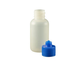 Jensen Global 1 oz. Bottle LDPE Boston Round w/ Blue Luer Lock Cap - JG1.0BC-B