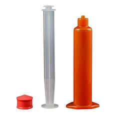 Jensen Global 10 cc Unassembled UV Amber Manual Syringe w/ Red Thermal Stopper - Box/30 - JG10M-30-UVA