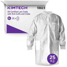 Kimberly Clark KT A8 Lab Coat,White,KnitCollar,XL,25 - 10023