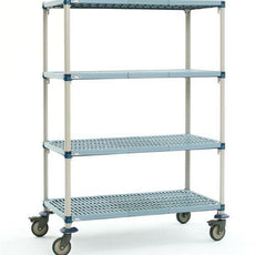 MetroMax Q MQ-243676G-MP-4 4-Shelf Industrial Plastic Shelving Mobile Cart, Open Grid Shelves, 24" x 36" x 76"