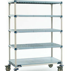 MetroMax Q MQ-186080G-MP-5 5-Shelf Industrial Plastic Shelving Mobile Cart, Solid Bottom Shelf, 18" x 60" x 80"