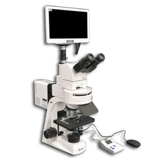 Meiji Techno MT6300ECL+HD1500MET-M-AF + MA151/35/03 - 100X-1000X Ergonomic Tilting Trinocular 10° to 50° degrees Epi-Fluorescence Biological Microscope with LED Light Source and HD Auto-focusing Camera Monitor (HD1500MET-M-AF)