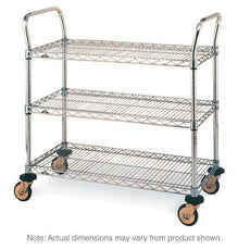 Metro MW707 MW Series Utility Cart with 3 Chrome Wire Shelves, 21" x 36" x 39"
