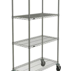 Metro N336BC Super Erecta 4-Shelf Industrial Wire Shelving Stem Caster Cart, Chrome, 18" x 36" x 67.875"