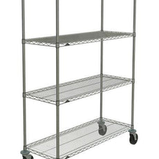 Metro N356BBR Super Erecta 4-Shelf Industrial Wire Shelving Stem Caster Cart, Brite, 18" x 48" x 67.875"
