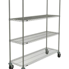 Metro N366BC Super Erecta 4-Shelf Industrial Wire Shelving Stem Caster Cart, Chrome, 18" x 60" x 67.875"