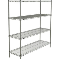 Metro N366BR Super Erecta 4-Shelf Industrial Wire Shelving Starter Unit, Brite, 18" x 60" x 63"