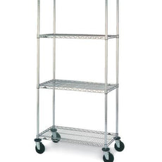 Metro N366EC Super Erecta 4-Shelf Industrial Wire Shelving Stem Caster Cart, Chrome, 18" x 60" x 67.875"