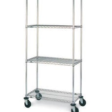 Metro N456BBR Super Erecta 4-Shelf Industrial Wire Shelving Stem Caster Cart, Brite, 21" x 48" x 67.875"