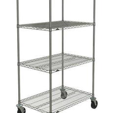 Metro N536BC Super Erecta 4-Shelf Industrial Wire Shelving Stem Caster Cart, Chrome, 24" x 36" x 67.875"