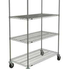Metro N556BBR Super Erecta 4-Shelf Industrial Wire Shelving Stem Caster Cart, Brite, 24" x 48" x 67.875"