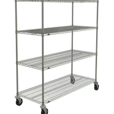 Metro N566BC Super Erecta 4-Shelf Industrial Wire Shelving Stem Caster Cart, Chrome, 24" x 60" x 67.875"