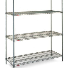 Metro N576K3 Super Erecta 4-Shelf Industrial Wire Shelving Starter Unit, Metroseal Green Epoxy, 24" x 72" x 63"