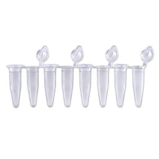 PCR 8-Strips. 0.2ml with Attached Individual Flat Caps- 120/pk-P3010-A