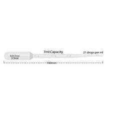 Transfer pipette- 7ml- large bulb- graduated to 3mL- sterile- individually wrapped- 500/cs-P4114-11